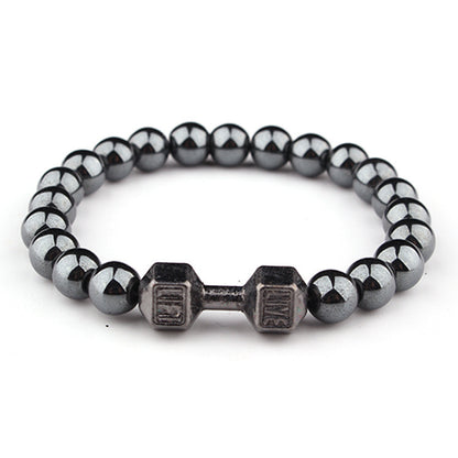 8mm Haematite Dumbbell Bracelet Barbell Fashion - HD Wireless Product #3