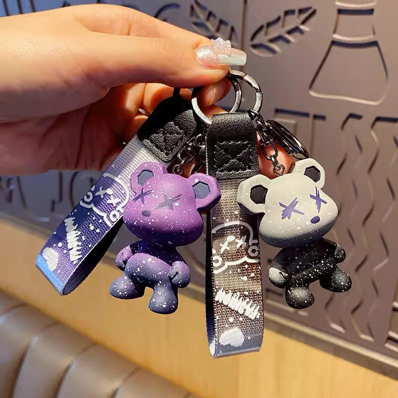 Cartoon Starry Chameleon Bear Car Silica Gel Key Chain 1725722732911529984