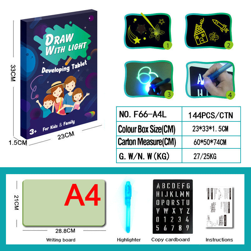 Educational Toy Drawing Pad 3D Magic 8 Light Effects Puzzle Board Sketchpad 1727786193179