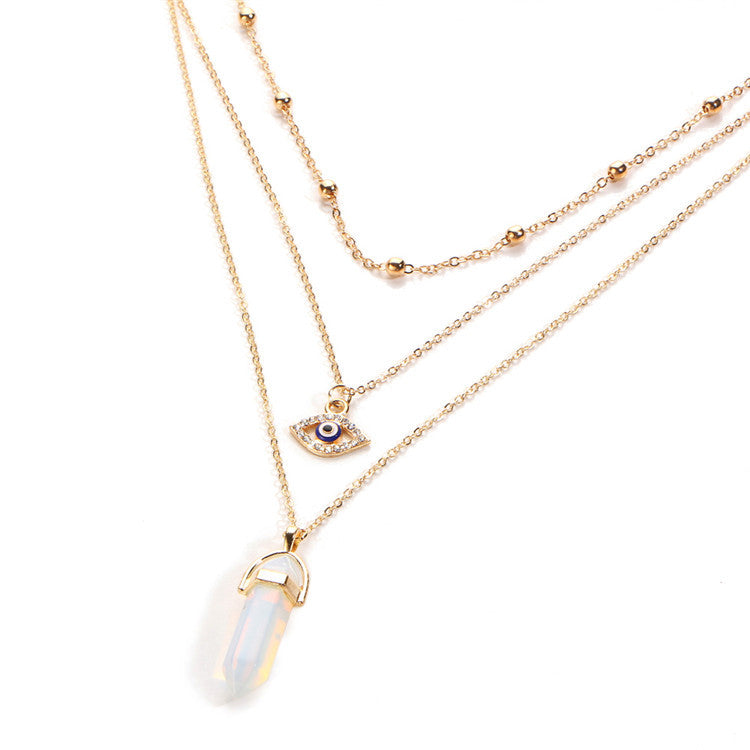 Diamond Eye Pendant Triple Chain 172849008837