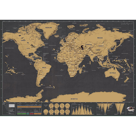 Personalized Black Scratch Off Art World Map Poster Decor Large Deluxe Poster Edition Travel 1729021804382