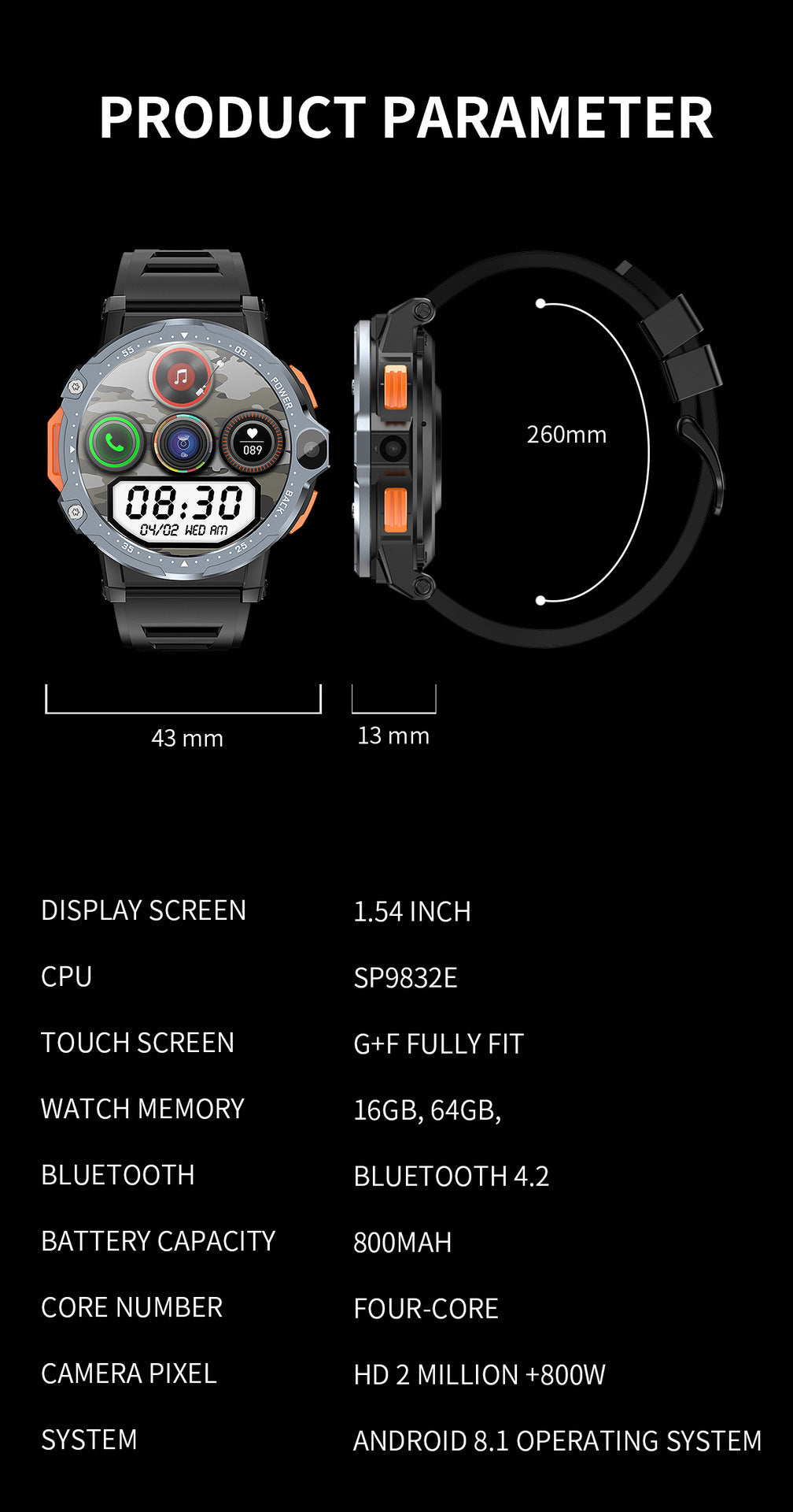 AP6 Smart Watch Dual Camera 4G Plug-in Card 1729707939754807296