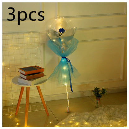 LED Luminous Balloon Rose Bouquet Transparent Bobo Ball Rose 1730956196334