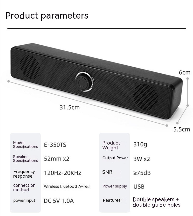 Strip Loudspeaker Home Desktop Computer Wired Speaker Mobile Phone Notebook Bluetooth Audio 1731302170239832064