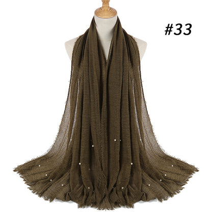 Cotton and linen crumpled monochrome scarf 1732049717965
