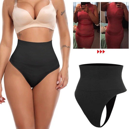 Mid Waist Seamless T-back Belly Striped Briefs High Elastic Plus Fishbone Thin Women's Underwear 1732210509484265472