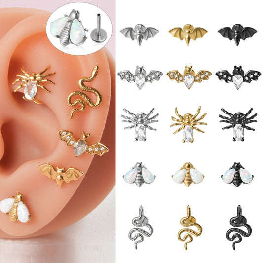 Snake Bat Bee Spider Threadless Pin Earrings 1733701002055520256