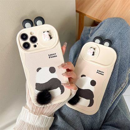 Furry Panda Phone Case Cute Protective Cover 1734036911179304960