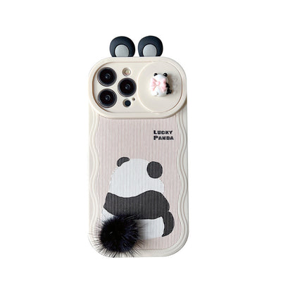 Furry Panda Phone Case Cute Protective Cover 1734036911326105600
