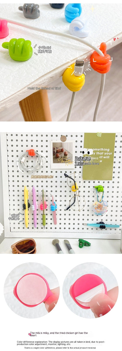 Thumb Hook Hub Creative Cute Data Cable Storage Fixed Cord Manager No-punch Sticky Hook Manufacturer 1737715708856504320