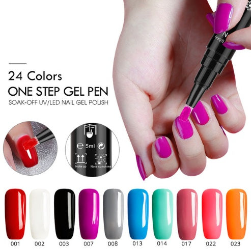 3 In 1 Gel Nail Varnish Pen Glitter One Step Nail Art Gel Polish Hybrid - HD Wireless Product #1
