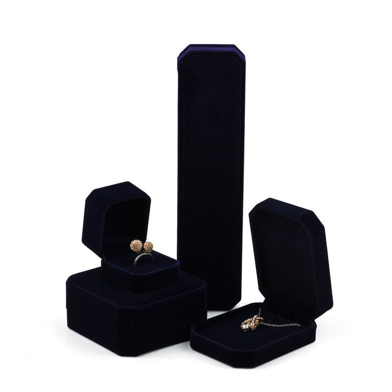 Dark Blue Octagonal Ring Box Necklace Pendant Jewelry Box 1747968527037