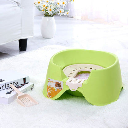 Spillproof Cat Litter Pan Semi-enclosed Oversize  Cat Toilet 1755044280092