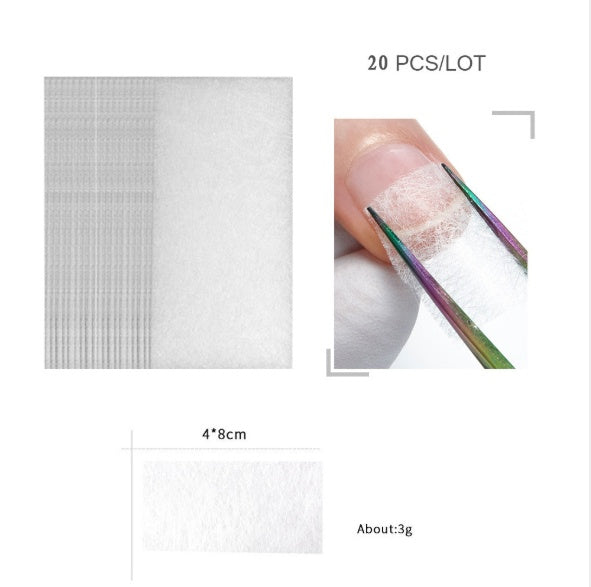 20 Units Silk fiberglass for nail extension UV non-woven silk shape DIY French acrylic fiber building gel manicure accessory - HD Wireless Product #5
