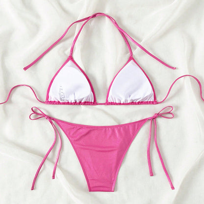 Pure Color Tied Beach Sexy Bikini Hot Spring Split Swimsuit Female Bikini 175dace0 bb1b 4d0d a7ea 46fbcd4ec88d