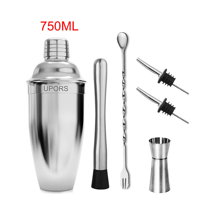 Stainless Steel Cocktail Shaker  with Wooden Stand for Home Bar Party 1772636427905