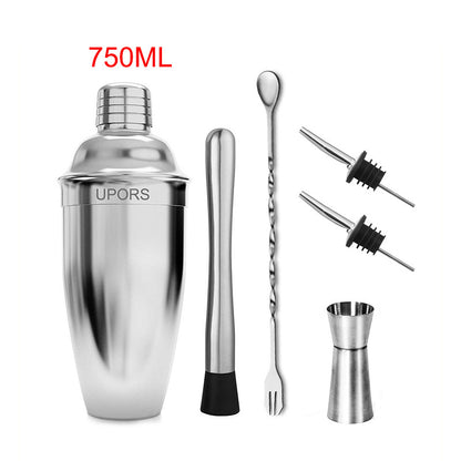 Stainless Steel Cocktail Shaker  with Wooden Stand for Home Bar Party 1772636427905