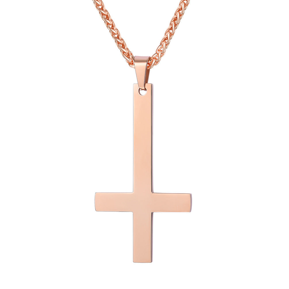 Titanium steel smooth cross necklace pendant 1775425514262