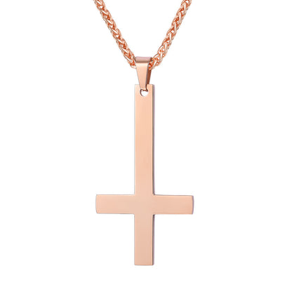 Titanium steel smooth cross necklace pendant 1775425514262