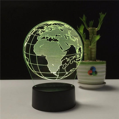مصباح طاولة كروي ثلاثي الأبعاد مزود بمنفذ USB ليلي، RGB، إبداعي