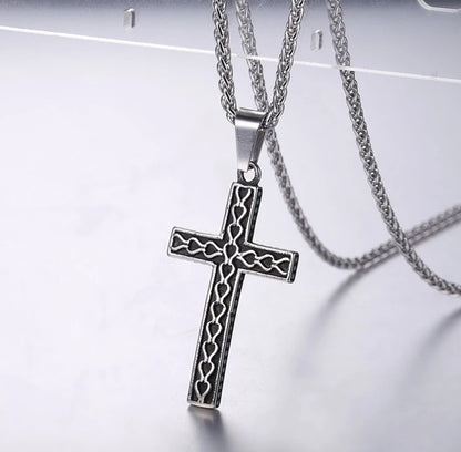 316L stainless steel gold plated christianity jewelry unique black mens vintage cross necklace with chain - HD Wireless Product #3