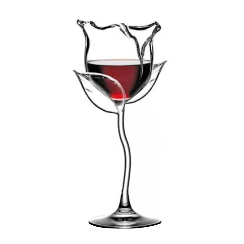 Fancy Red Wine Goblet Wine Cocktail Glasses 100ml Rose Flower Shape Wine Glass Party Barware Drinkware 1781552667342
