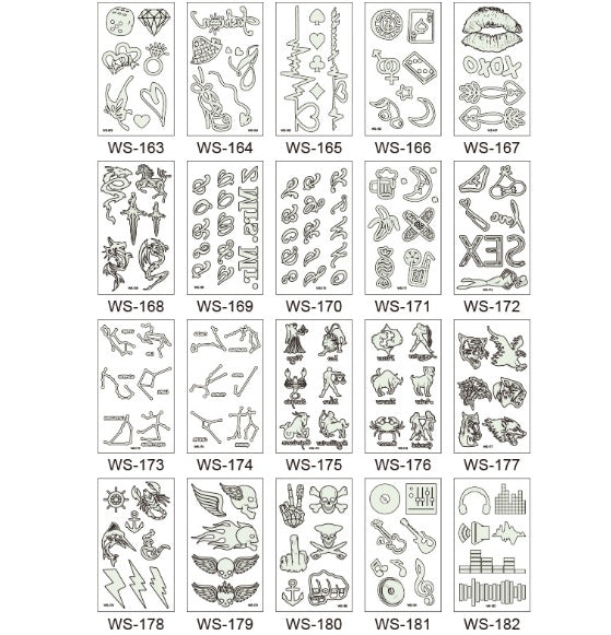 Night light Tattoo Sticker nightclub music party sticker birthday party night music shining cool face sticker