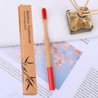 Natural bamboo handle round bamboo toothbrush 17901692083992