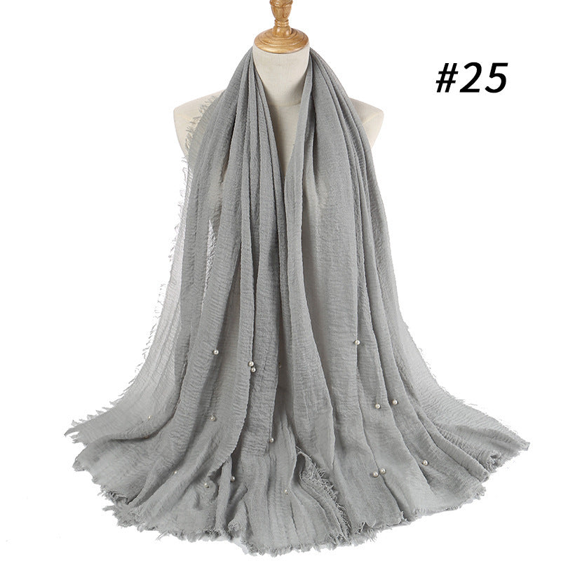 Cotton and linen crumpled monochrome scarf 17919194591040