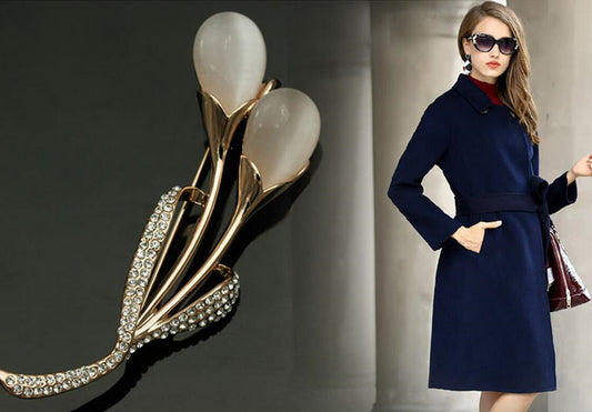 Fashion Opal Stone Tulip Brooch Pin Elegant Jewelry Flower Brooches Rhinestone 1799213887323