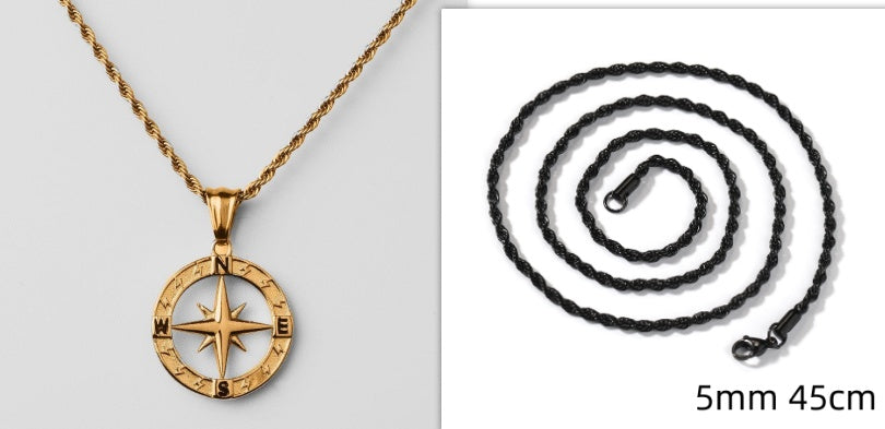 Stainless Steel Compass Circular Necklace 17a56555 8dd0 4d4d 9a48 29b460b12451