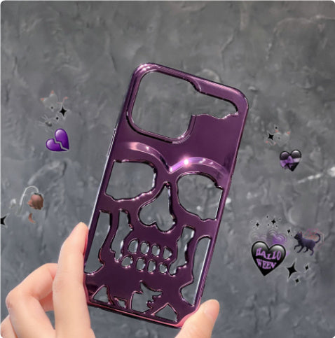 Luxury Plating 3D Skull Phone Case Breathable Glossy Hollow Out Gold Metallic Paint 17af869e 8e31 4d2f 9a1f 2adb7d855da7