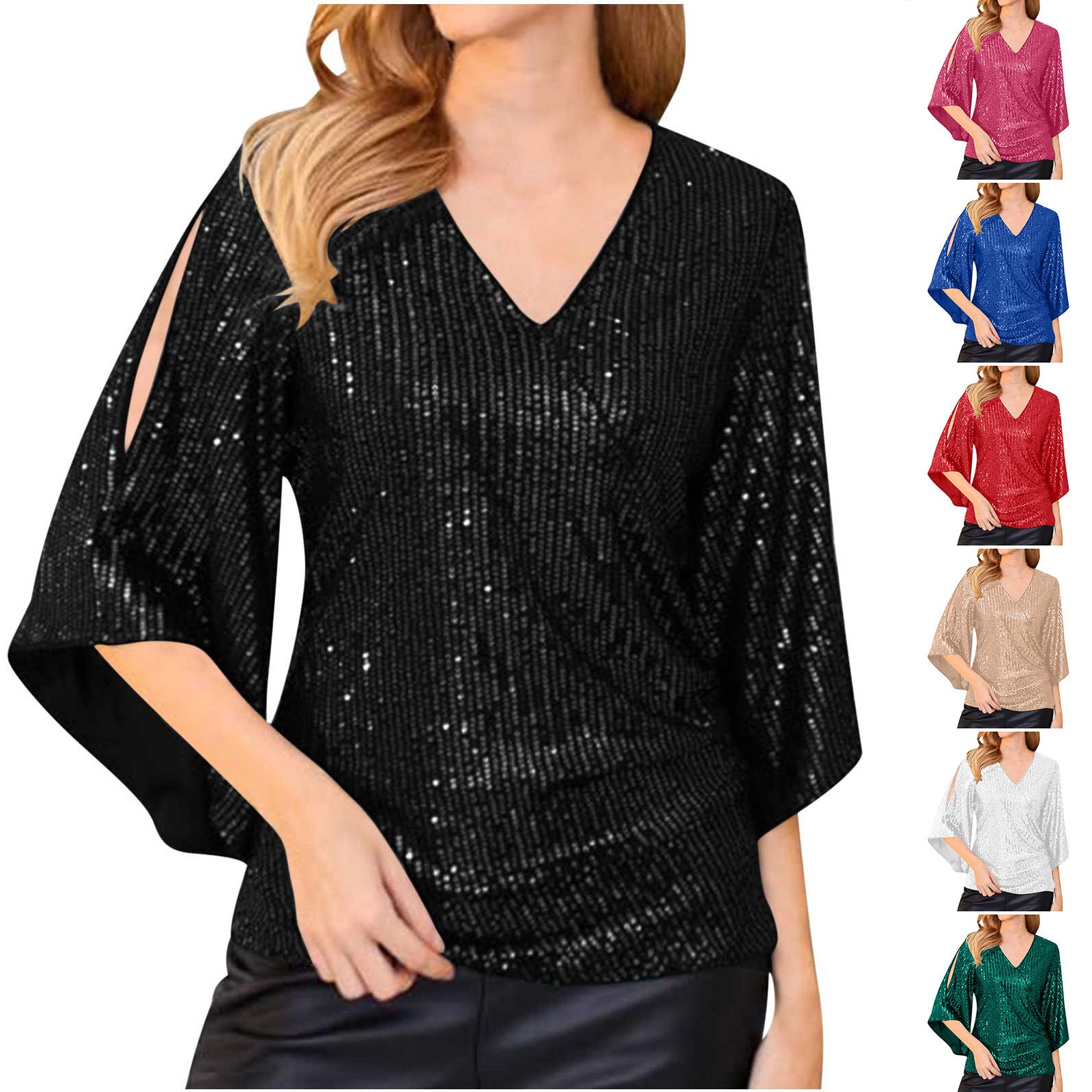 Loose Mid-length Sequined T-shirt Women's Short Sleeve 17be215a e9b4 4a3e 8f73 70aa00d4ed40