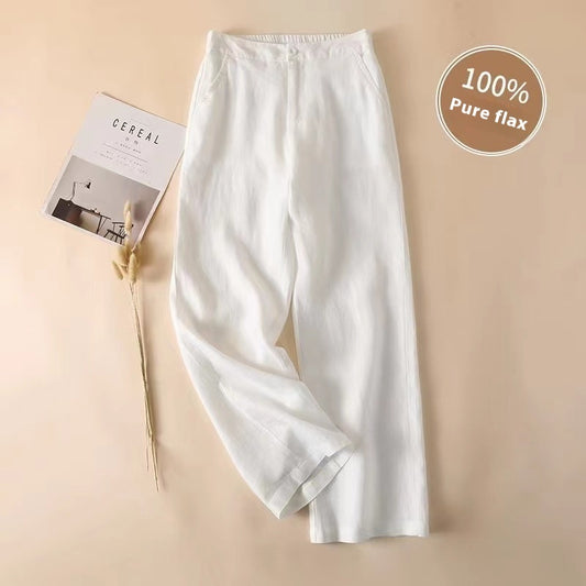Women's Cotton And Linen Spring And Summer Thin Cropped Simple Casual Pants