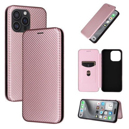 Solid Color Carbon Fiber Flip Phone Leather Case - 图片 5