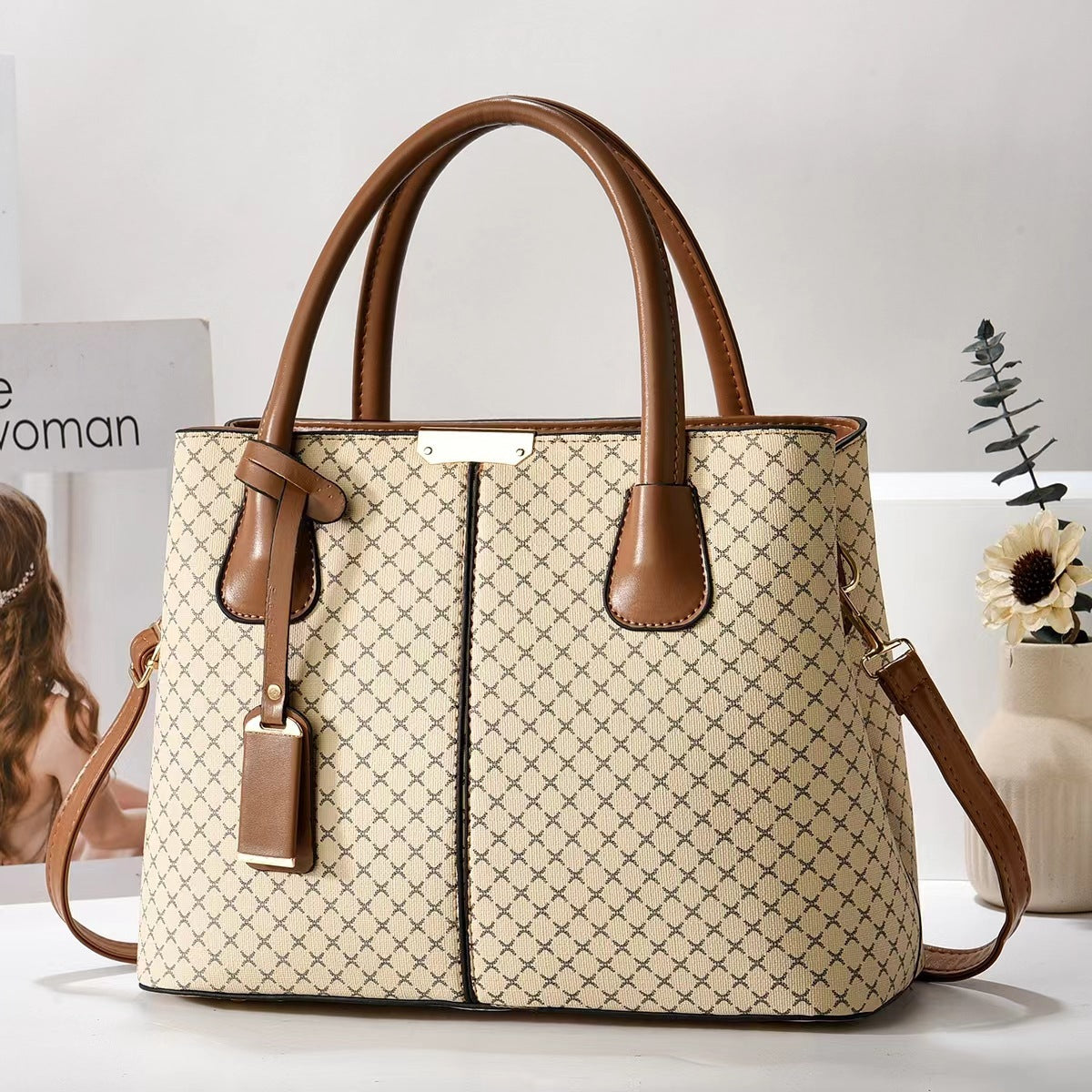 New Printed Tote Portable Shoulder Crossbody Women's Bag Middle-aged Lady Mother High Sense 17d2a601 ede4 4b8d a4d6 20953a6c4