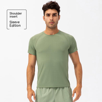 Men's Loose Running Quick Drying Clothes Round Neck T-shirt Sweat-absorbent Breathable Fitness Sports Casual Short Sleeve Clo