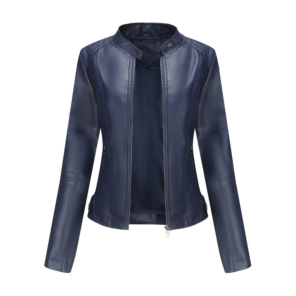 Thin Large Size Leather Clothing With Stand Collar Slim-fit Jacket 17f31ca4 4aab 4032 bce0 879985b33cd4