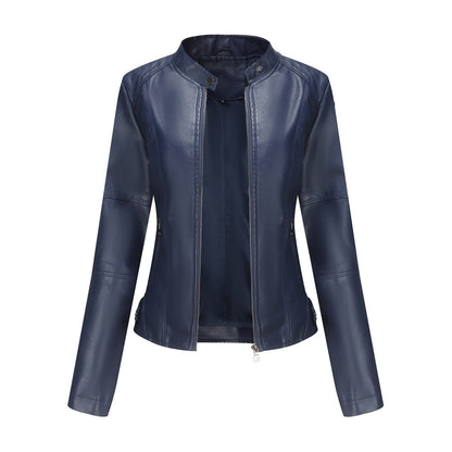 Thin Large Size Leather Clothing With Stand Collar Slim-fit Jacket 17f31ca4 4aab 4032 bce0 879985b33cd4