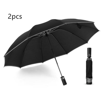 Inverted Umbrella Travel Portable Windproof Folding Umbrella,10Ribs Auto  Close Umbrella,Reflective Stripes For Night Safety 