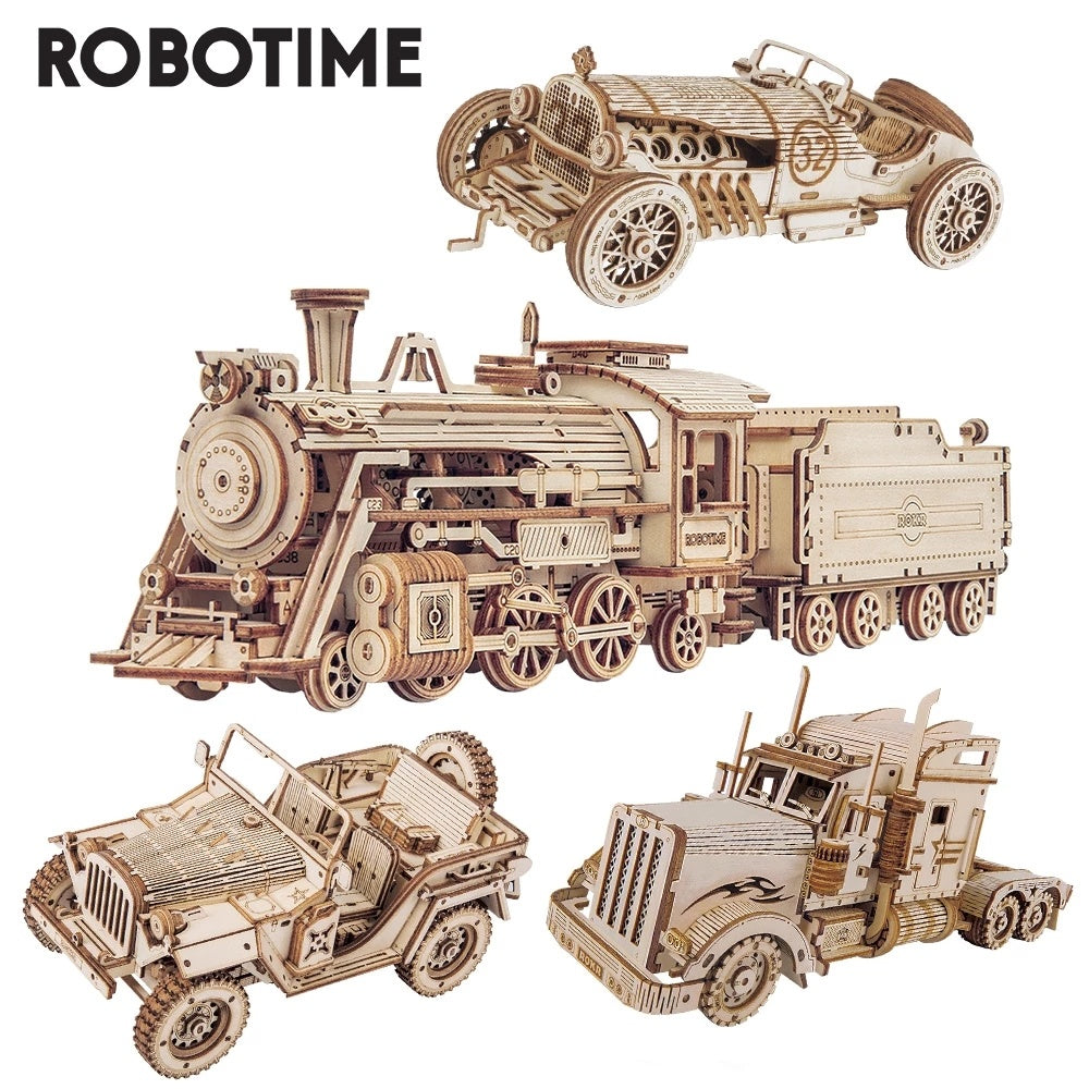 Robotime 3D Wooden Puzzle Prime Steam Express Model DIY Kit Puzzle Toy 1810907484777615360