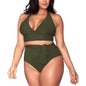 Split large size straps sexy bikini multi-rope belt deep V high waist swimsuit women 1812204766076