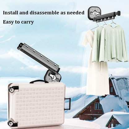 Suction Cup Folding Clothes Hanger Indoor Home Balcony Aluminum Retractable Drying Rack No Punching Folding Clothes Hanger 18