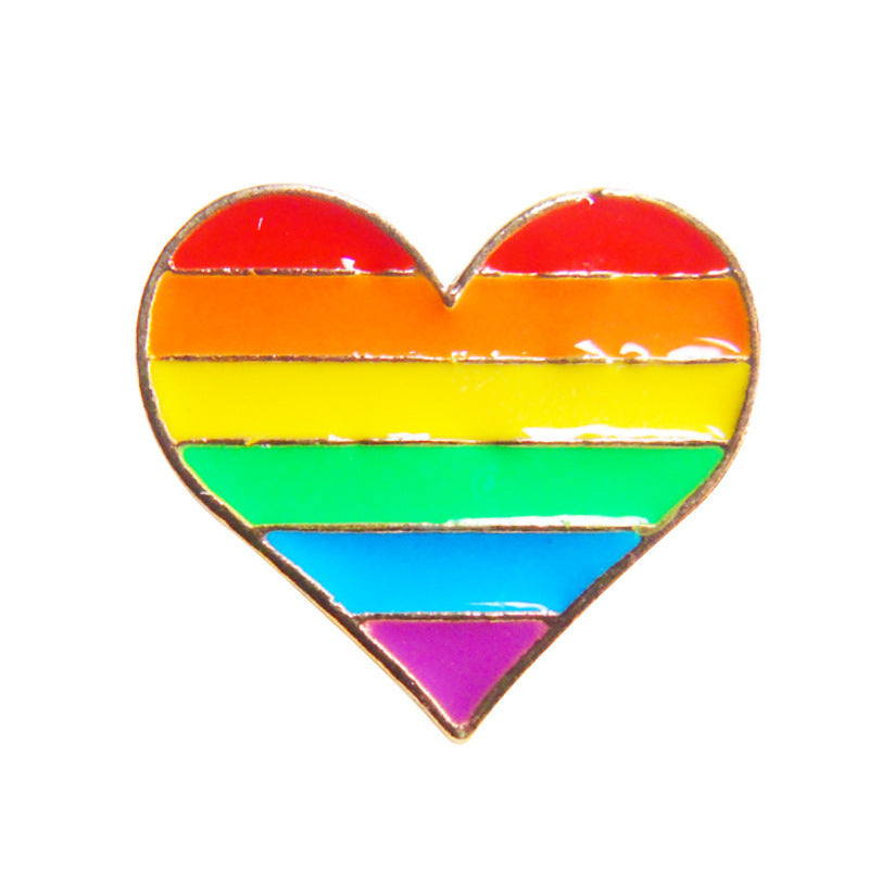 Heart shaped letter badge love rainbow brooch 1830163376434