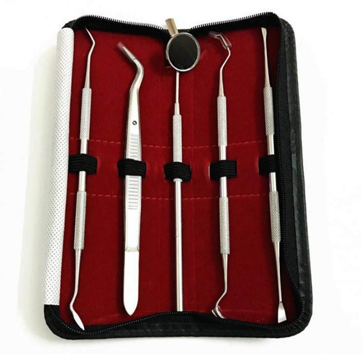 5pc Dental Tool Set Stainless Steel Tooth Scraper Wax Carving Dentist Tool Kit Explorer Probe Picks Mirror Teeth Clean Oral Care - HD Wireless Product #4