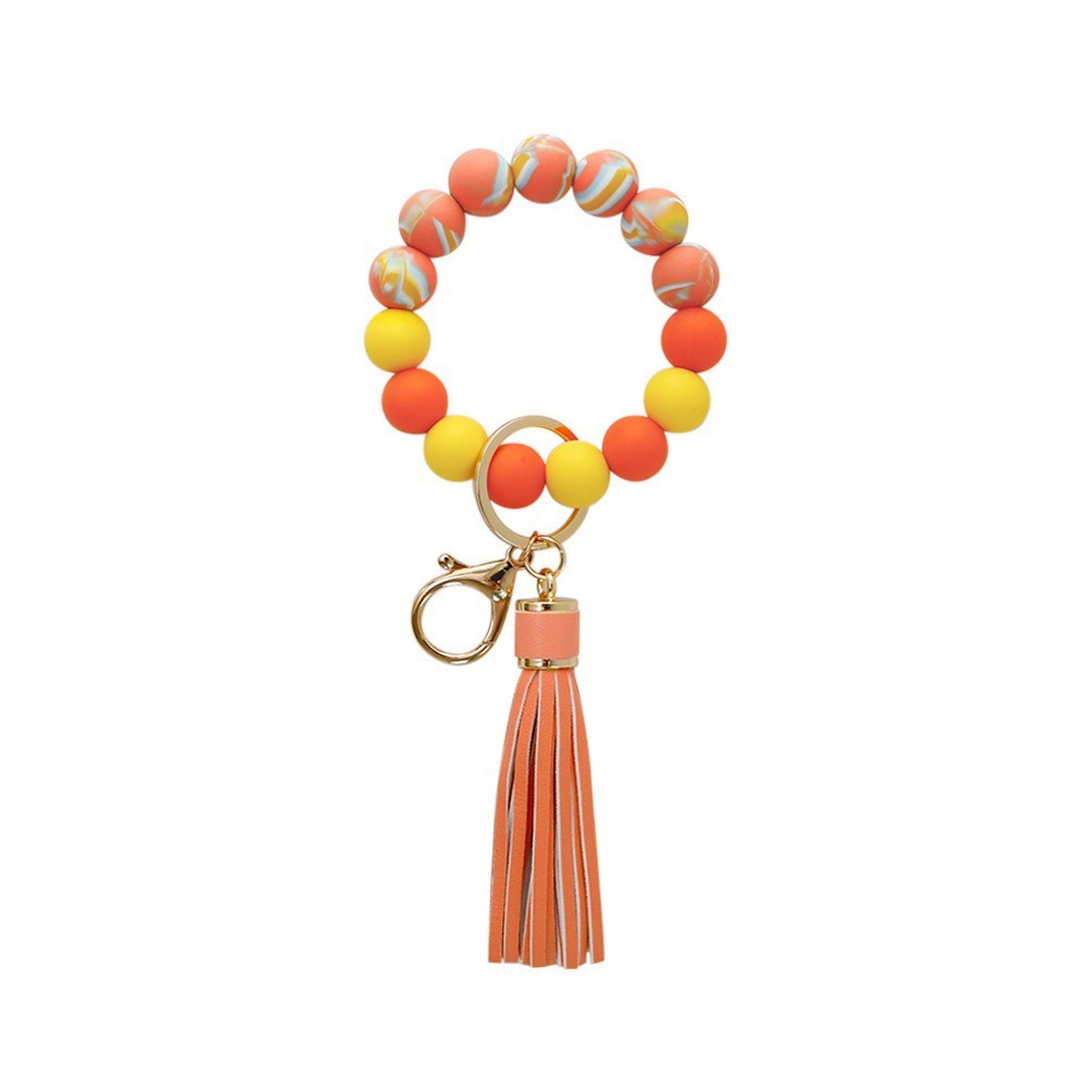 Silicone Wrist Keychain Handmade Beaded Leather Tassel Bracelet 1837b570 1e56 48db 8d48 1b771f352bc9