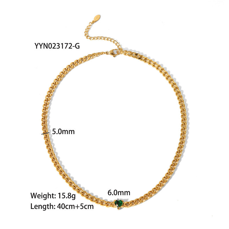 European And American 18K Gold-plated Inlaid Zircon Light Luxury Non-fading Stainless Steel Bracelet Necklace 183af99b 6638 4