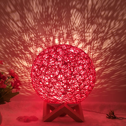Amazon Hot Selling Creative Linen Table Lamp Novel and Unique LED Intelligent USB7 Color RGB16 Color Remote Control Rattan Ba