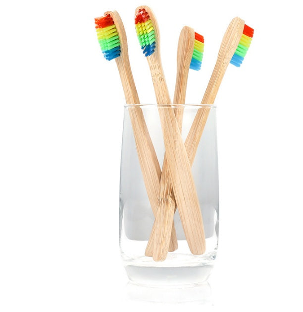 Bamboo toothbrush rainbow bamboo toothbrush colorful bamboo toothbrush environmental protection bamboo handle toothbrush 1842