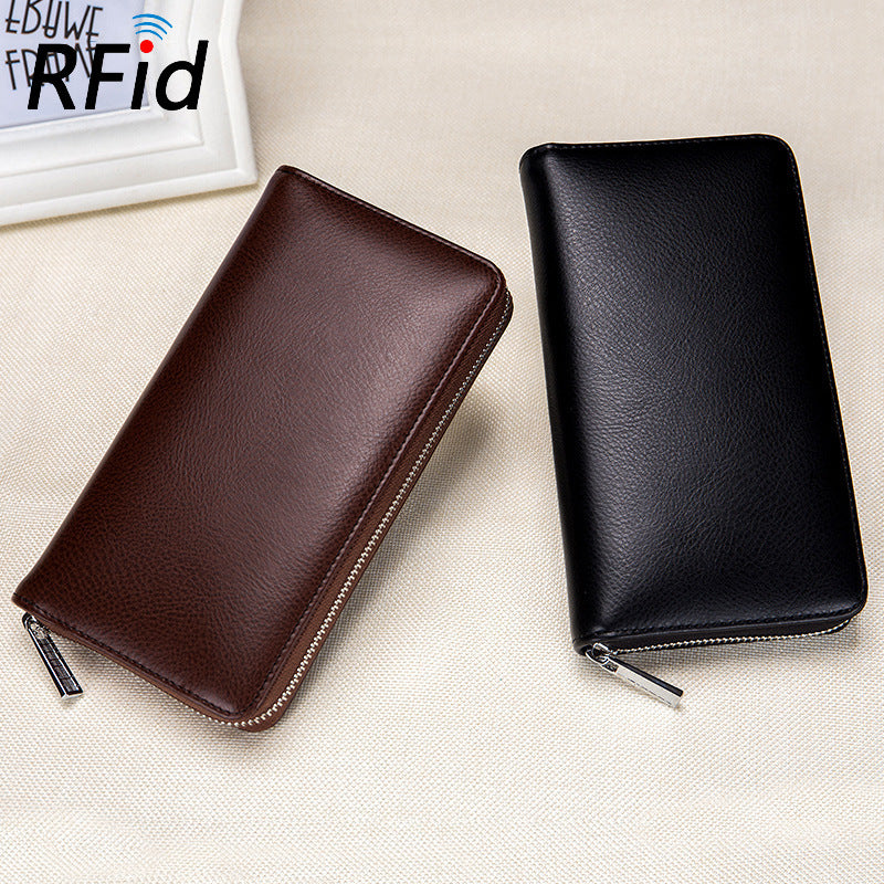 Rfid Many Departments Men Wallet Cow Genuine Leather 36 Slots Card Holder Cell Phone Pocket Male Wallets Clutch Man Long Purs